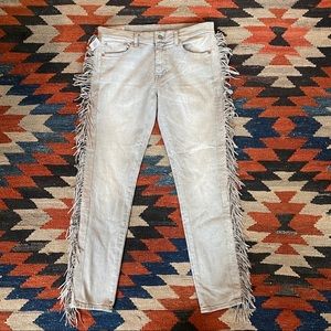 Polo Ralph Lauren Skinny Leather Fringe Jeans 8 10